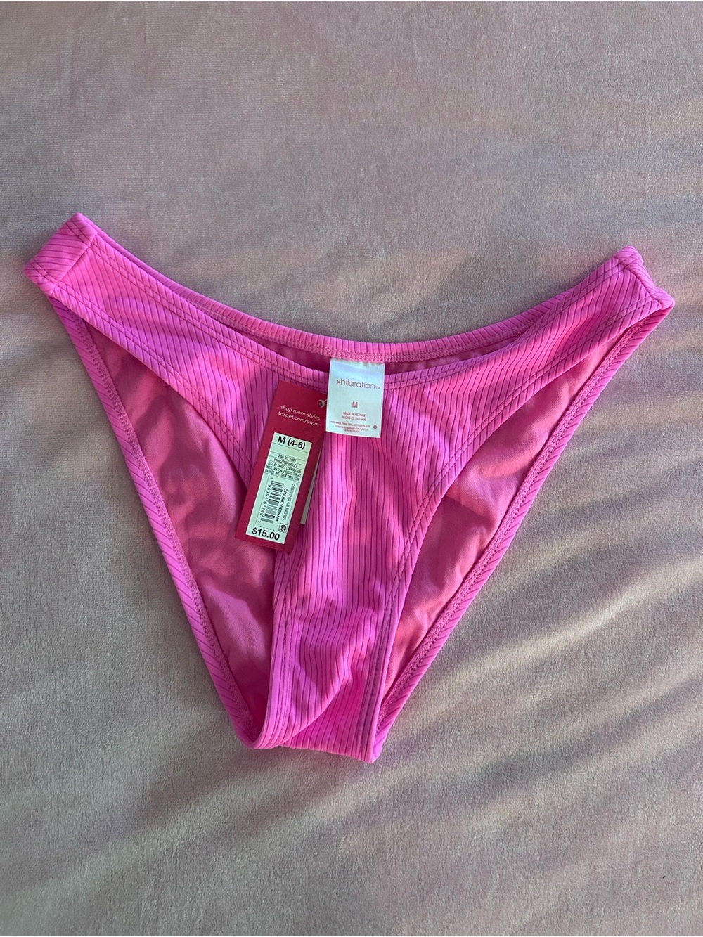 Xhilaration Hot Pink Ribbed Swim Bottom
